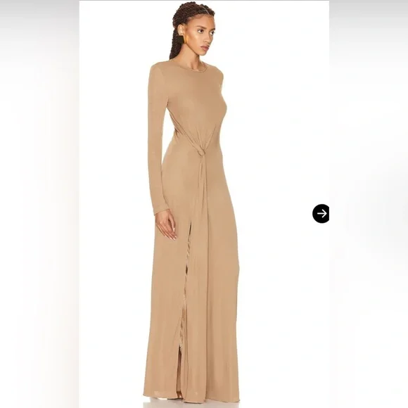 💯Authentic SAINT LAURENT Natural Beige Side Knot Gown, Seen on TV on EMMA ROBERT - Picture 7 of 17